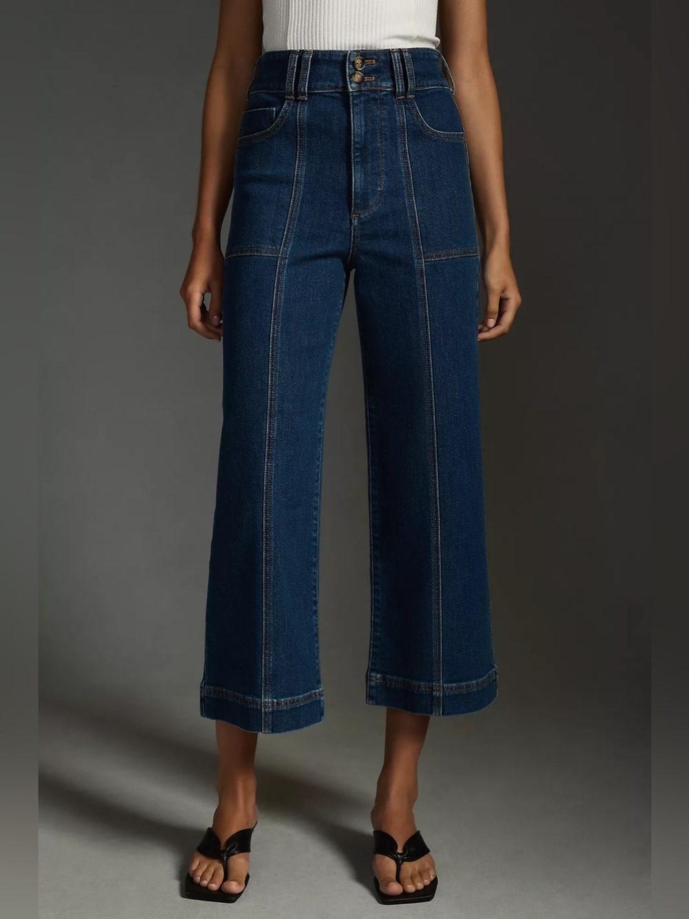 Pilcro The Skipper Seamed High-Rise Crop Wide-Leg Jeans $148 Size 27 (sold out) - Picture 2 of 12